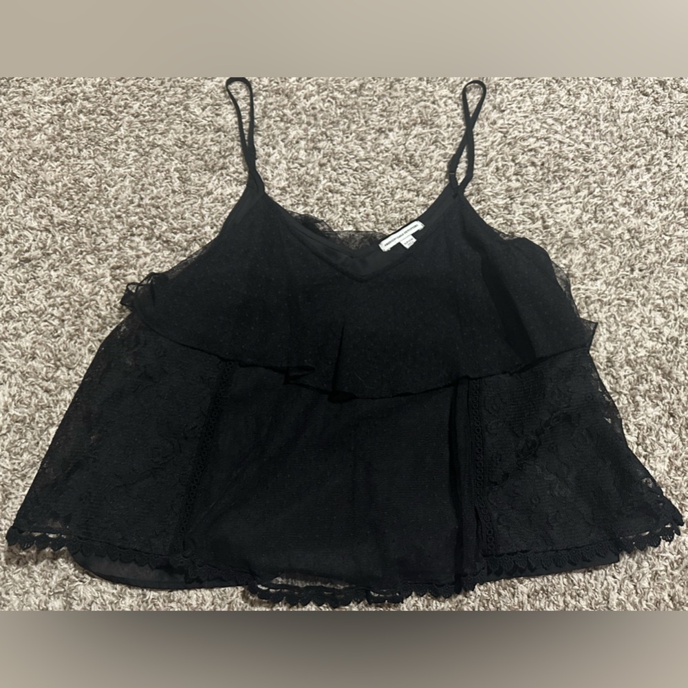 American Eagle Outfitters Y2K Black Lace Babydoll Cami
